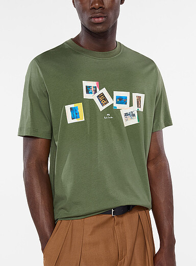 PS Paul Smith: Le t-shirt graphique photos instantan&eacute;es Vert fonc&eacute; - Mousse pour homme