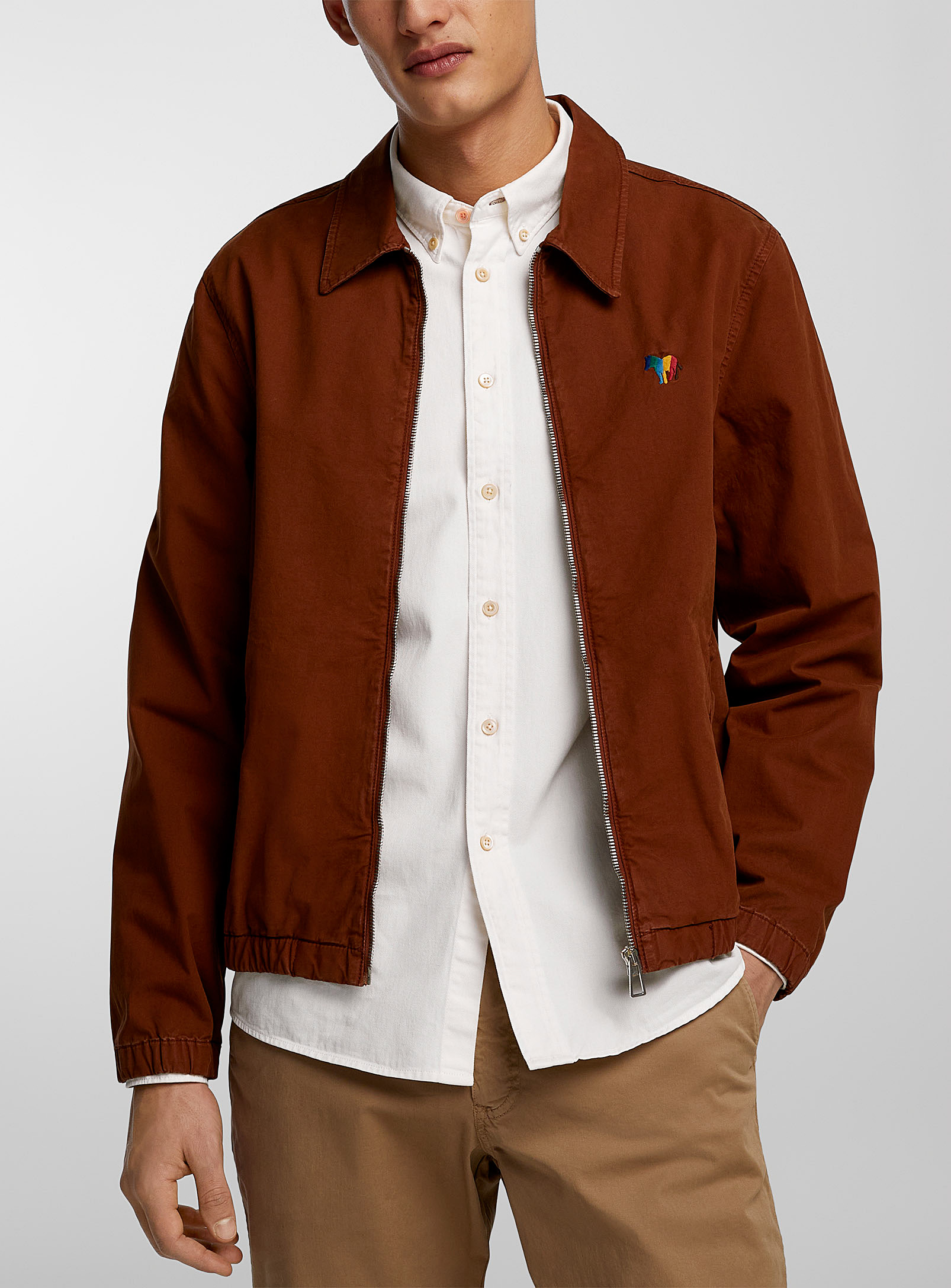 Ps By Paul Smith Zebra Patch Bomber Jacket In Copper