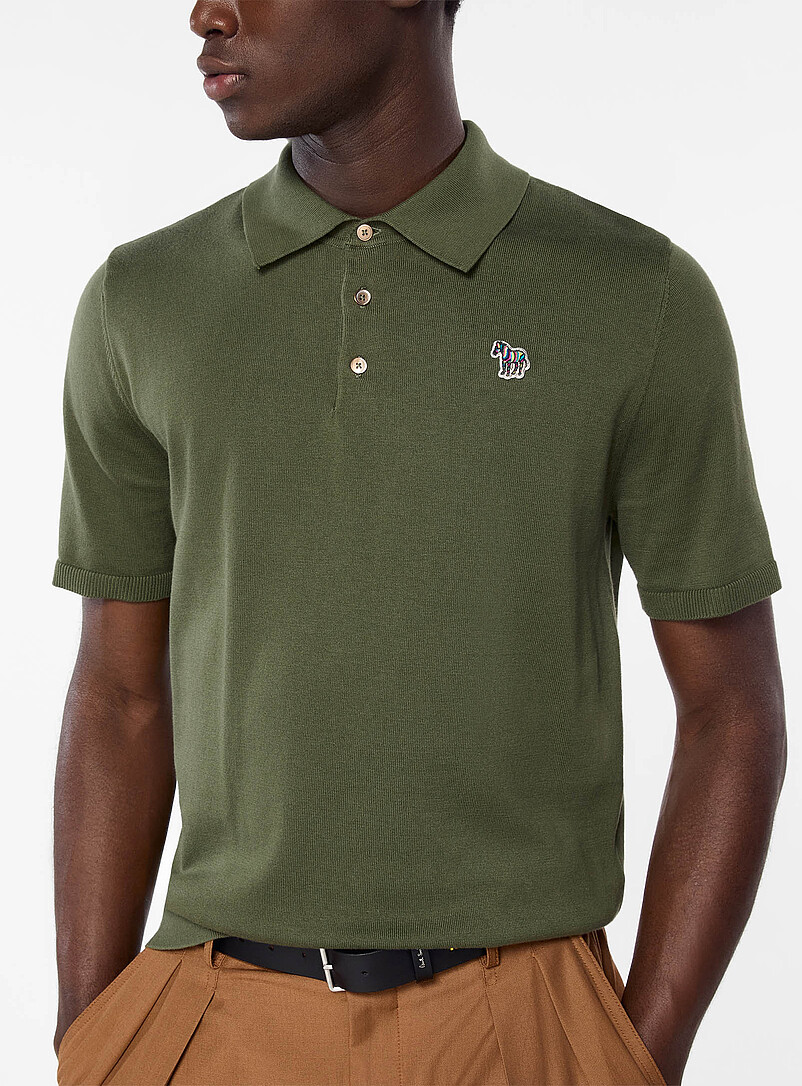 Colourful zebra logo knit polo shirt product image (primary)