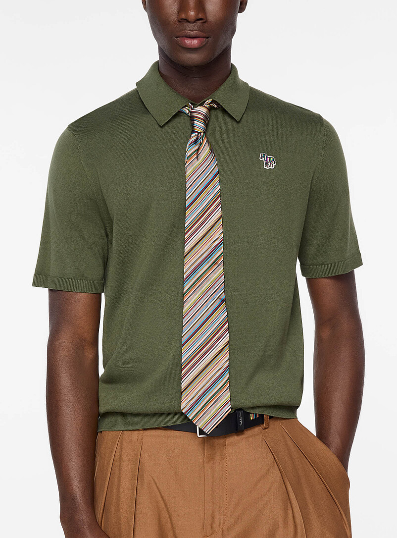 Colourful zebra logo knit polo shirt product image 3