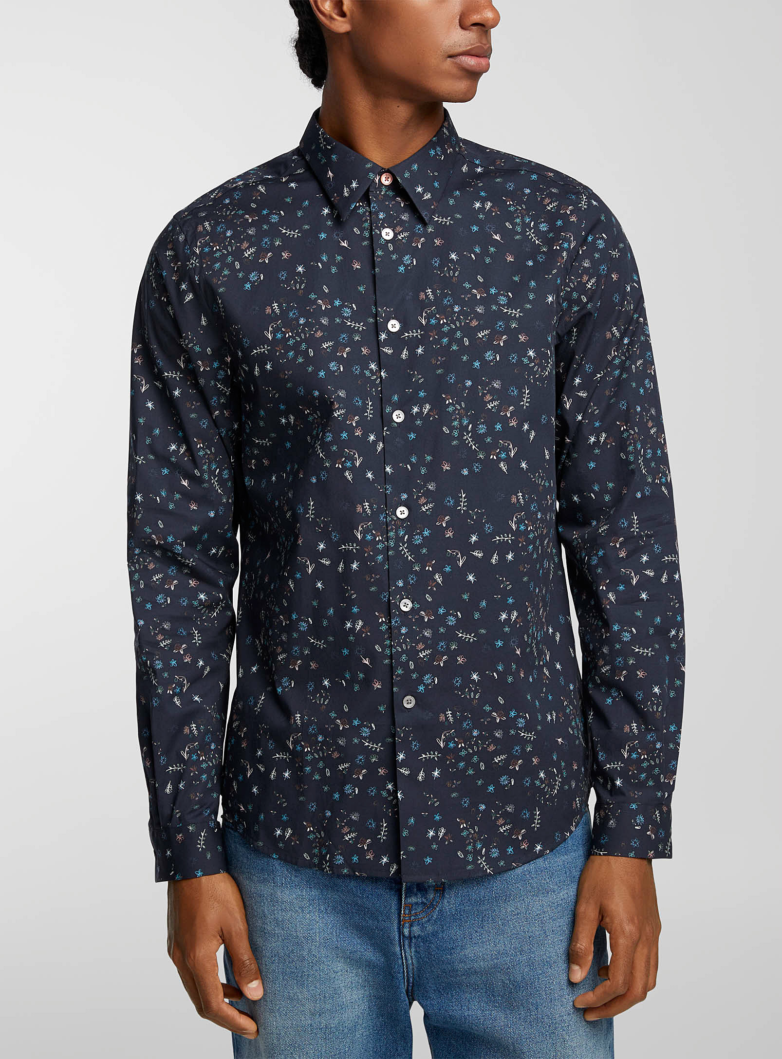 Ps By Paul Smith Delicate Flowers Shirt In Black