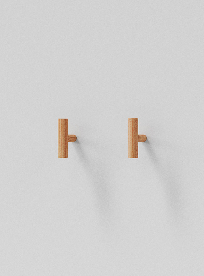KROFT Assorted Minimalist ash wood hooks Set of 2
