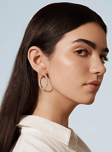 Amalgam large sterling silver hoops