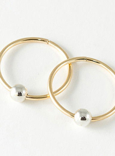 Two-tone sleeper hoop earrings