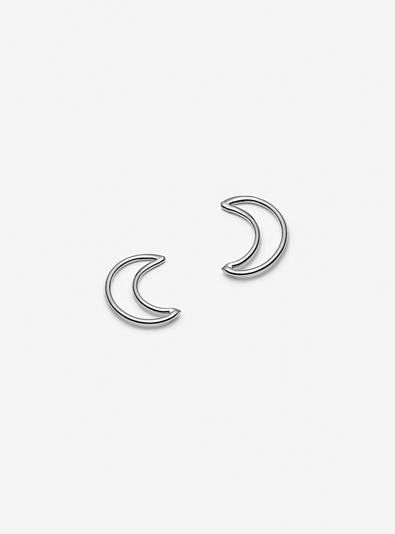Camillette Moon Silver celestial stud earrings