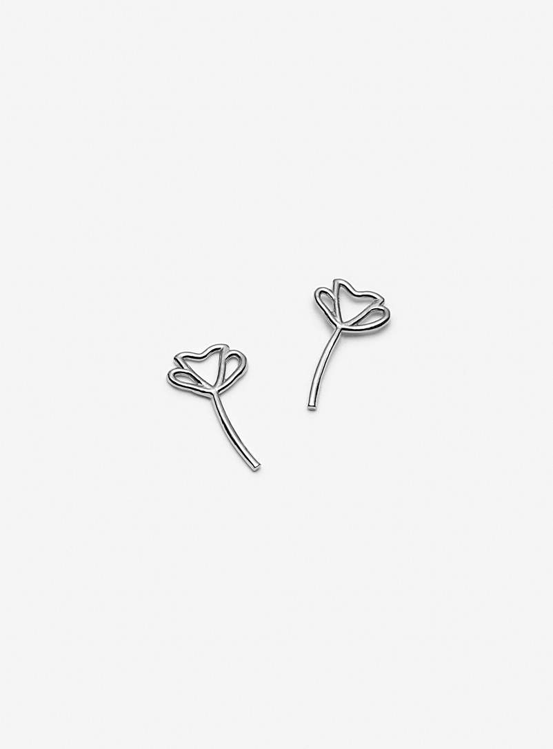 Camillette Poppy Silver flower earrings