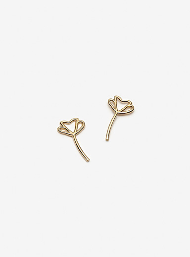 Camillette: Les boucles d'oreilles florales plaqu&eacute;es or Tournesol