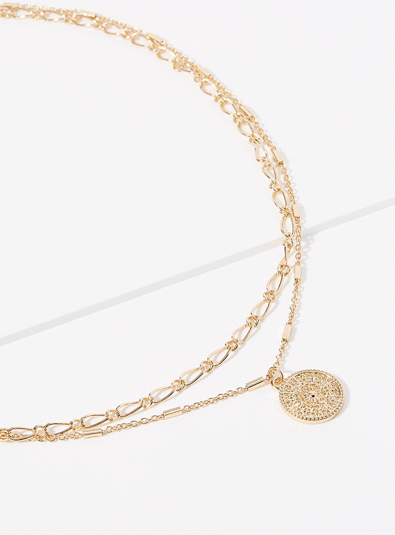 Simons Assorted Textured medallion multi-strand necklace for women