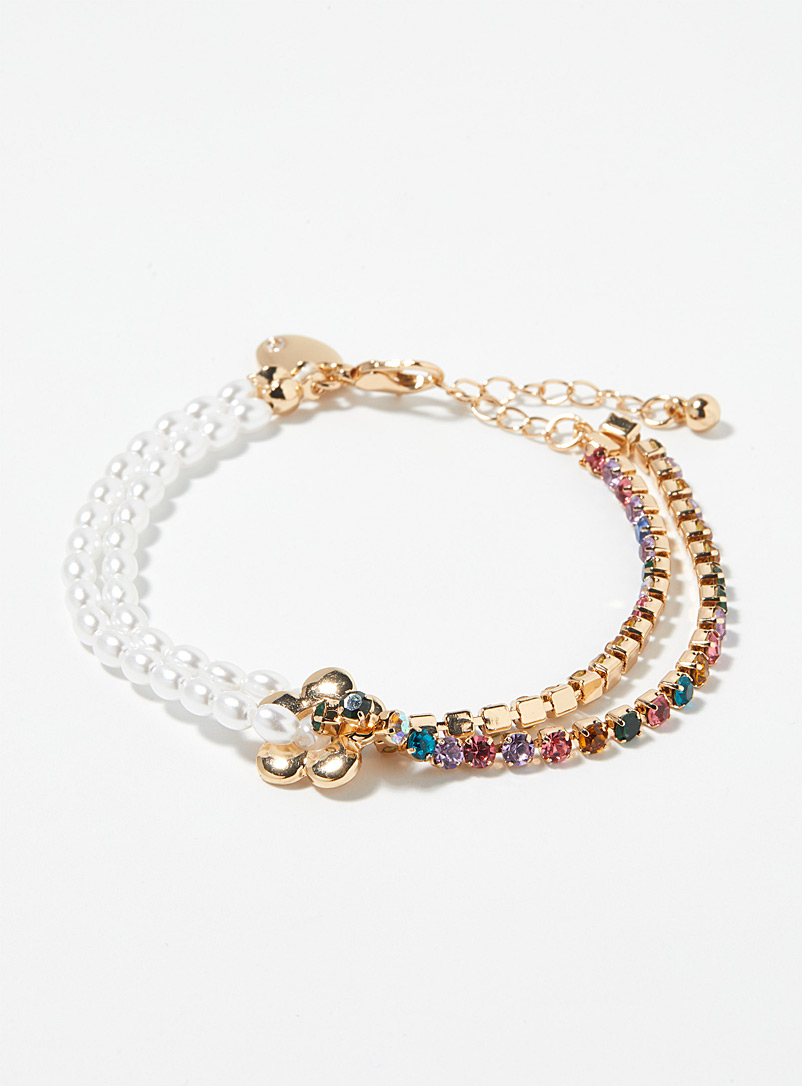 Simons Assorted Pearl and crystal floral bracelet for women