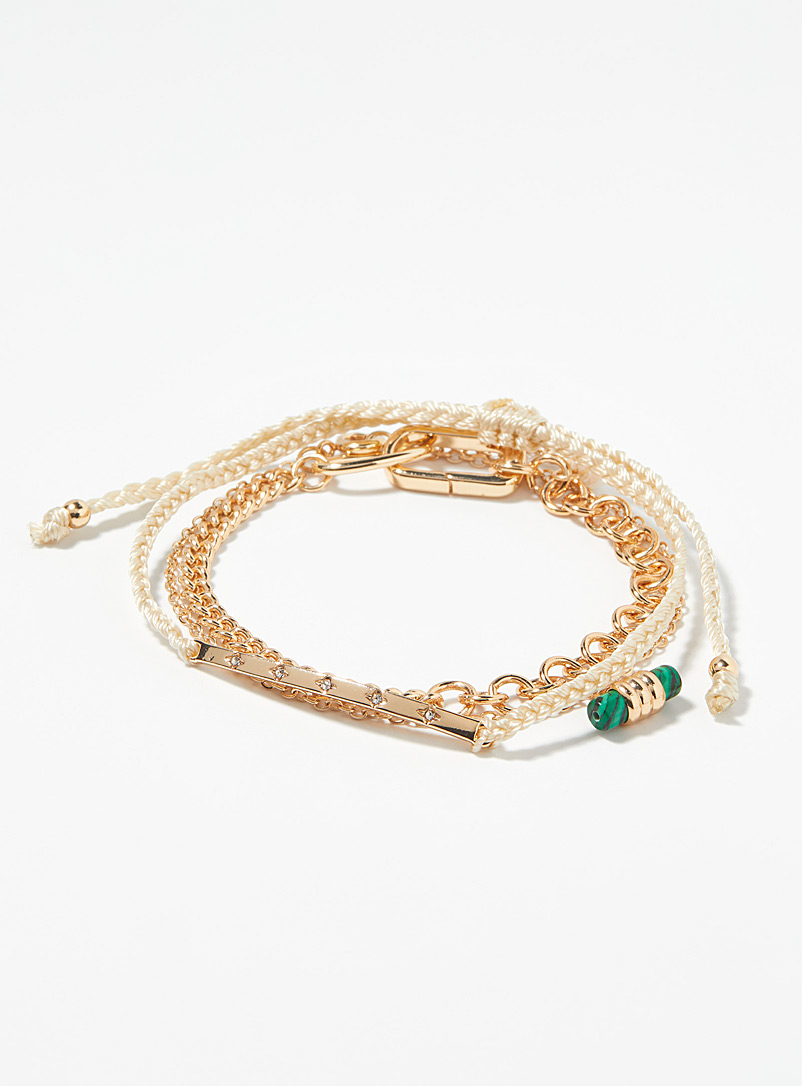 Simons Assorted Golden amulet bracelets Set of 3 for women