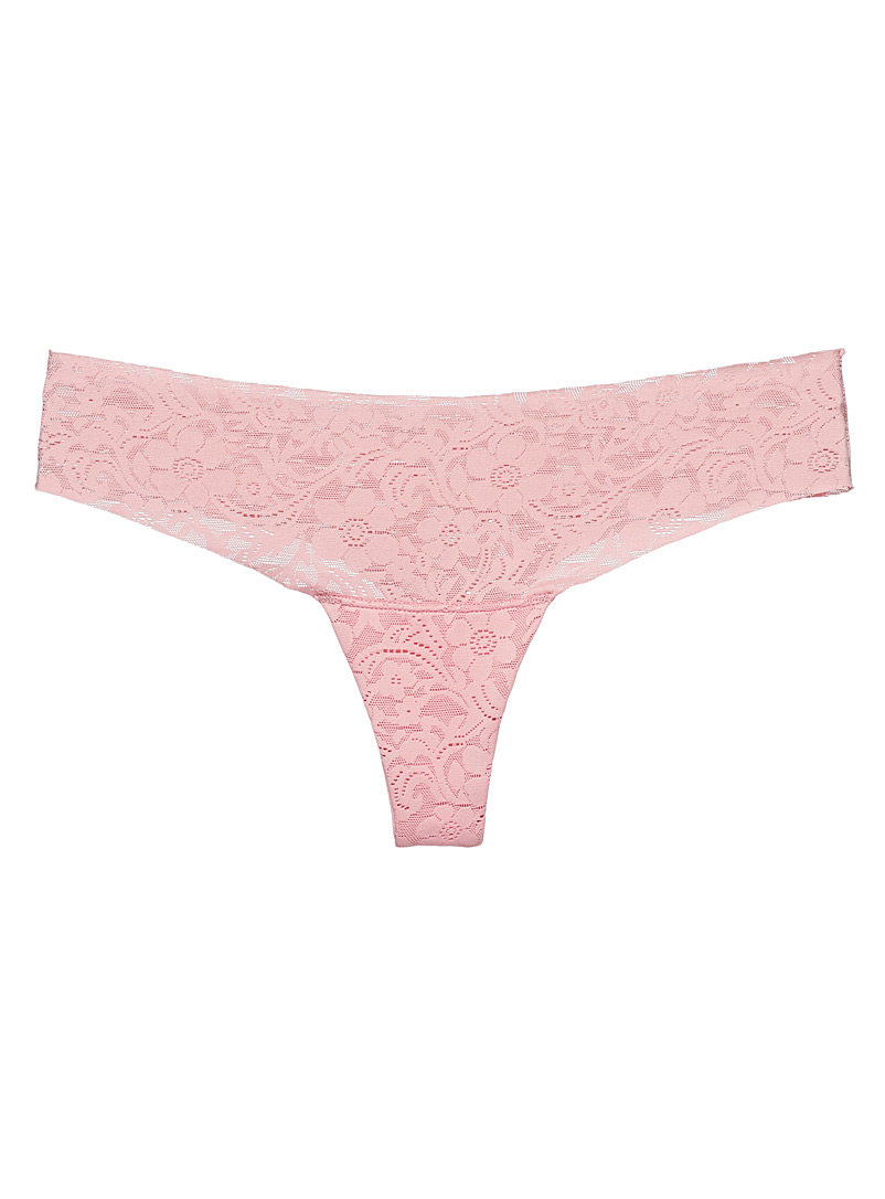 Miiyu Pink Laser-cut lace thong for women