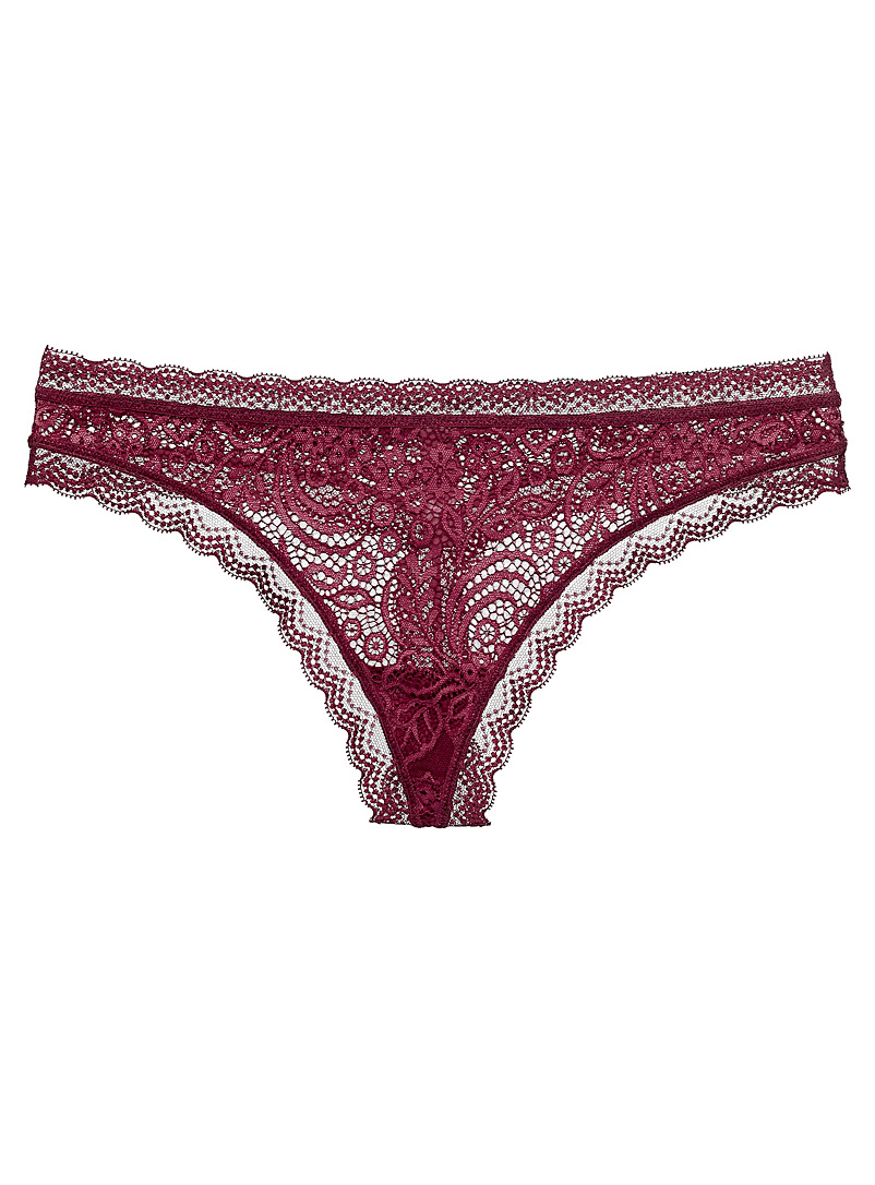 Miiyu Ruby Red Scalloped lace thong for women