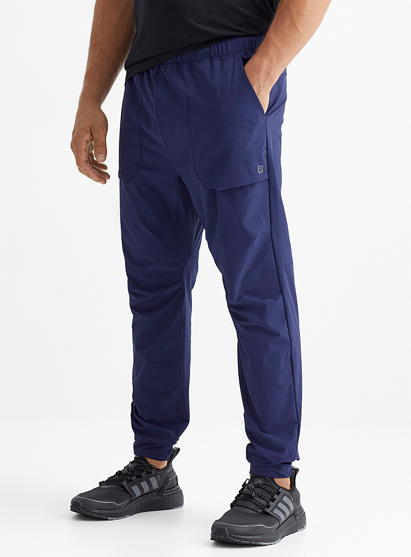 I.FIV5 Dark Blue Stretch-weave jogger pant for men