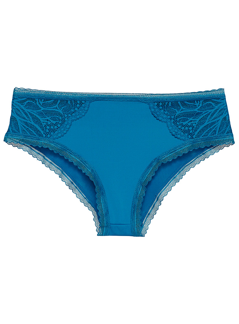Miiyu Blue Recycled nylon lace and microfibre hipster for women