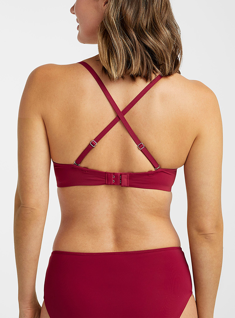 Miiyu Ruby Red Colourful recycled-nylon Vela wireless bra for women