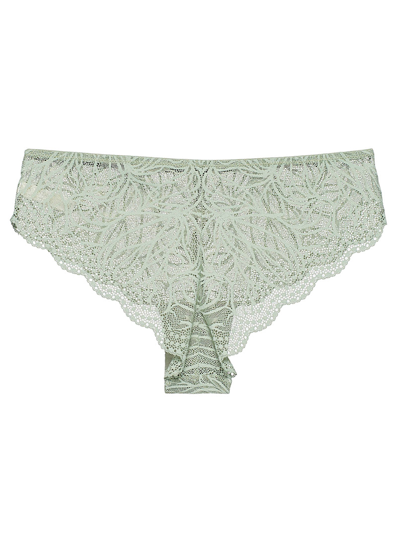 Miiyu Green Botanical lace Brazilian panty for women