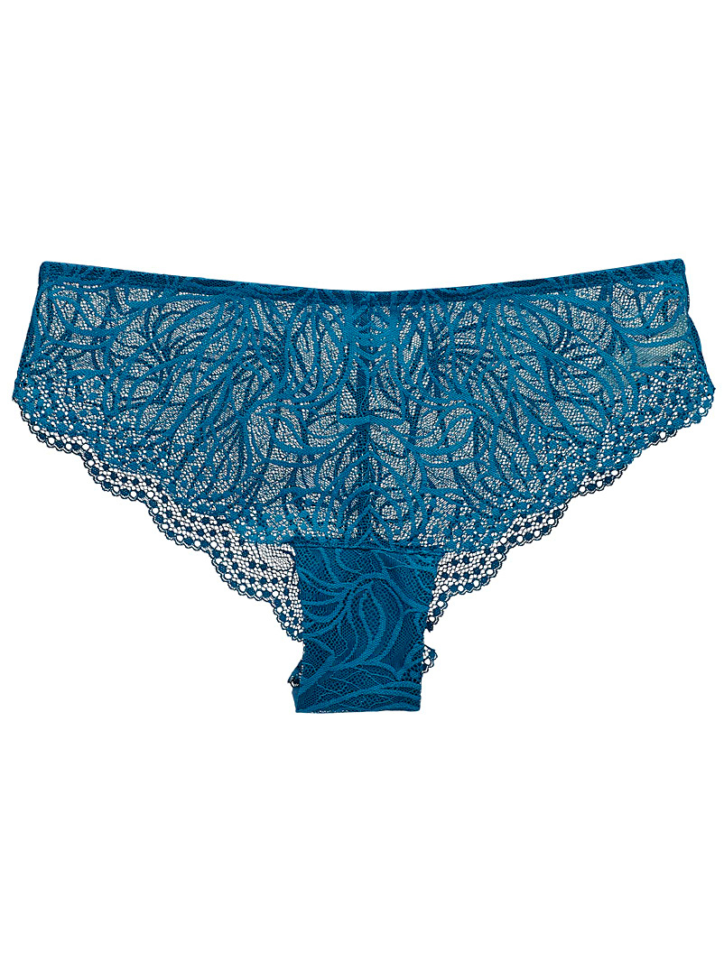 Miiyu Blue Botanical lace Brazilian panty for women