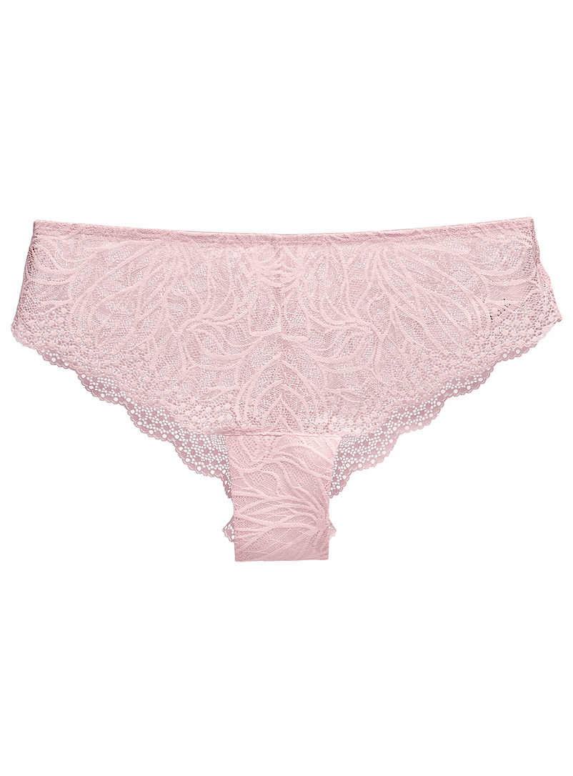 Miiyu Pink Botanical lace Brazilian panty for women