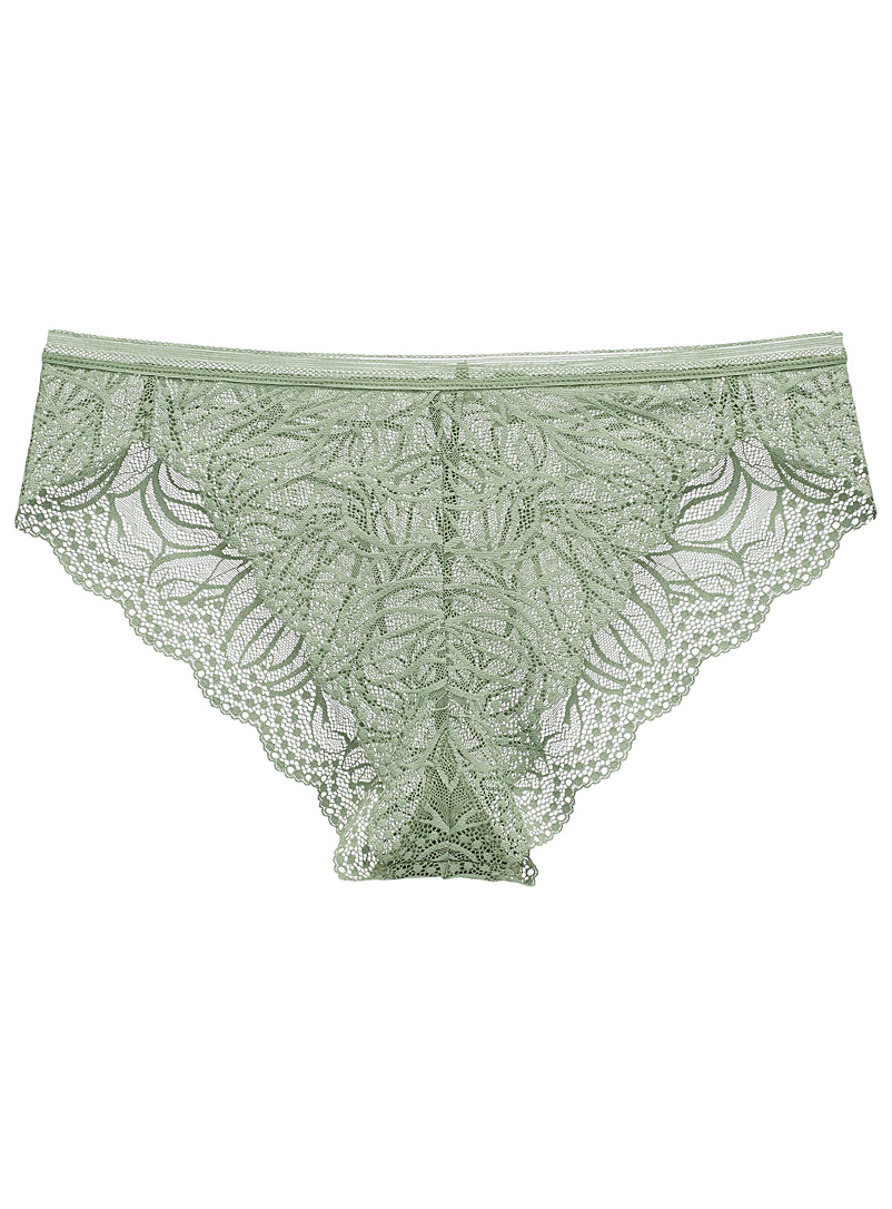 Miiyu Mossy Green Botanical lace bikini panty for women