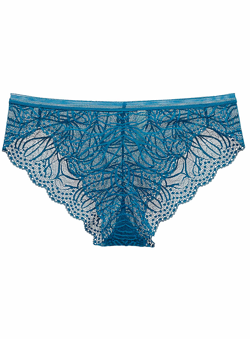 Miiyu Blue Botanical lace bikini panty for women