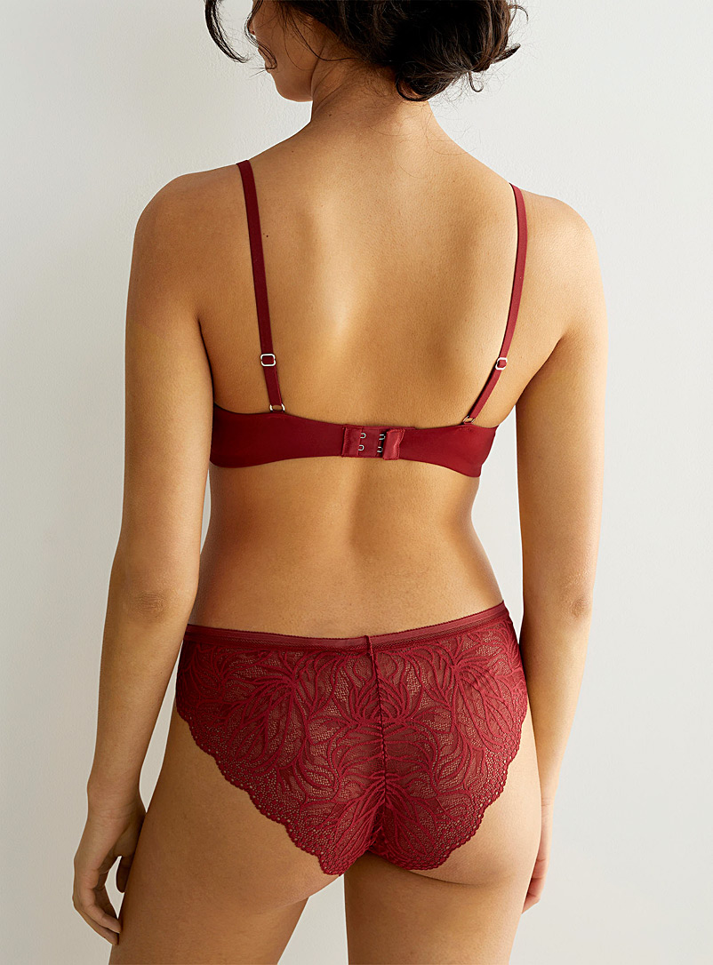 Miiyu Ruby Red Botanical lace bikini panty for women