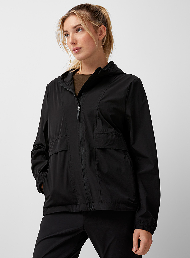 I.FIV5 Black Windproof stretch jacket with water-repellent finish for women
