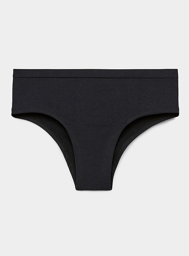 Miiyu Black Recycled nylon Brazilian panty for women