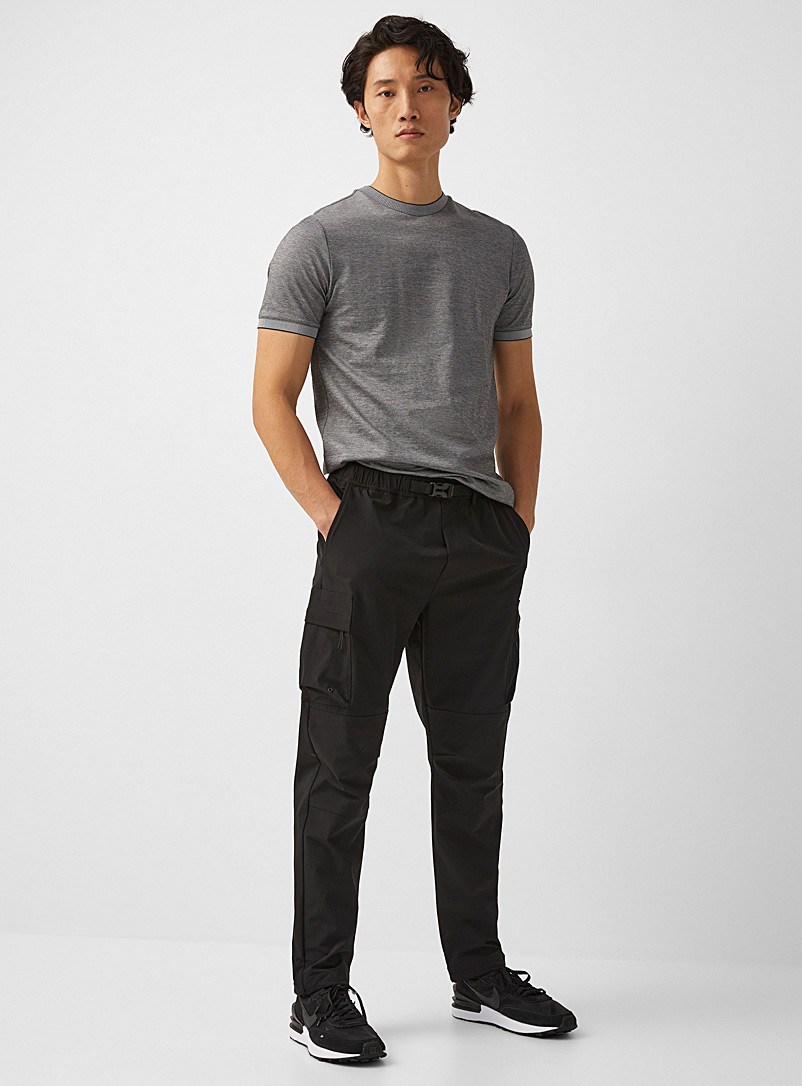 Le 31 Black Belted cargo pant Straight fit Innovation collection for men