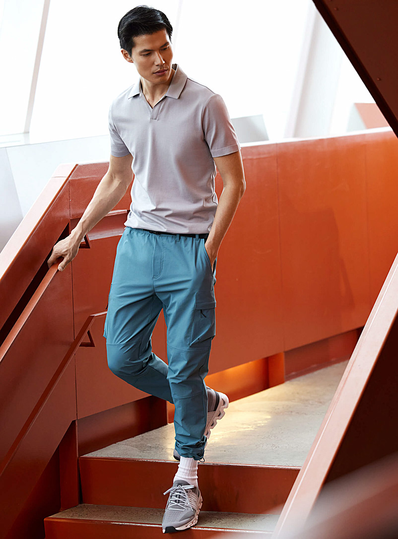 Le 31: Le pantalon cargo ceinturé Coupe droite Collection Innovation Bleu moyen-ardoise pour homme