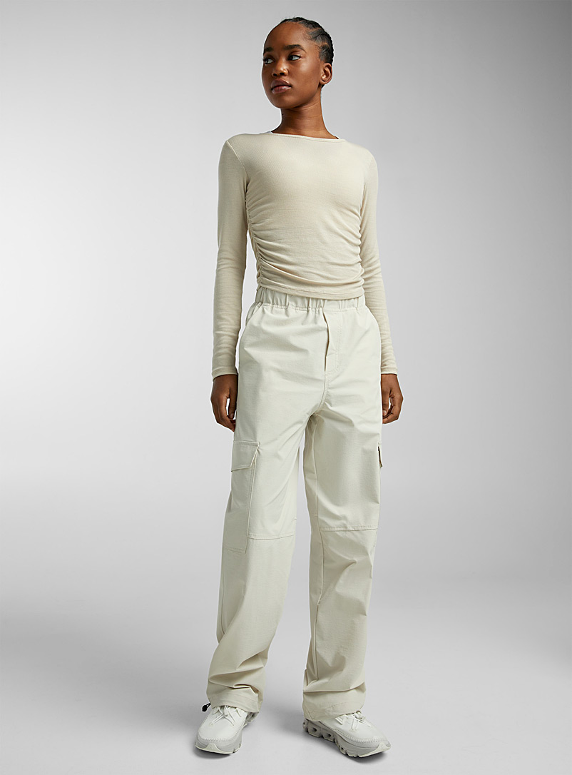 I.FIV5 Pearly Stretch weave cargo joggers for women