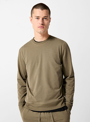 I.FIV5: Le sweat col rond jersey ultradoux Vert fonc&eacute; - Mousse pour homme