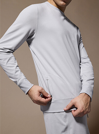 I.FIV5 Light Grey Ultra-soft jersey crew-neck sweatshirt for men