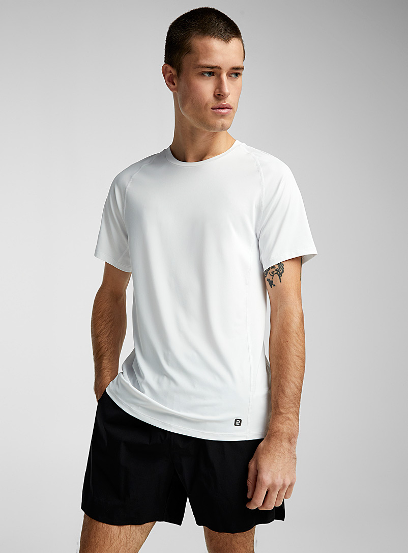 I.FIV5 White Short-sleeve raglan fitted tee for men