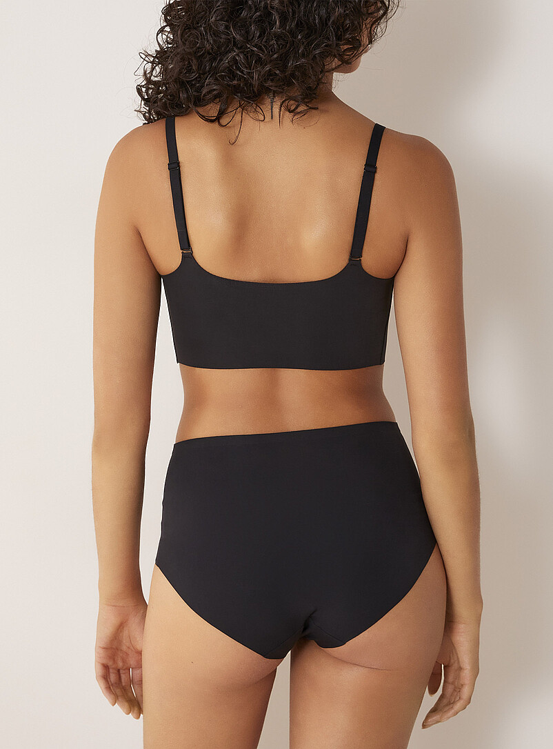 Miiyu Black Laser-cut high-waist classic hipster Recycled nylon for women