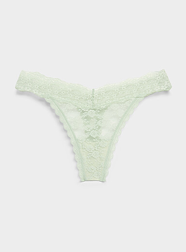 Miiyu Mint/Pistachio Green Pure lace thong Recycled nylon for women