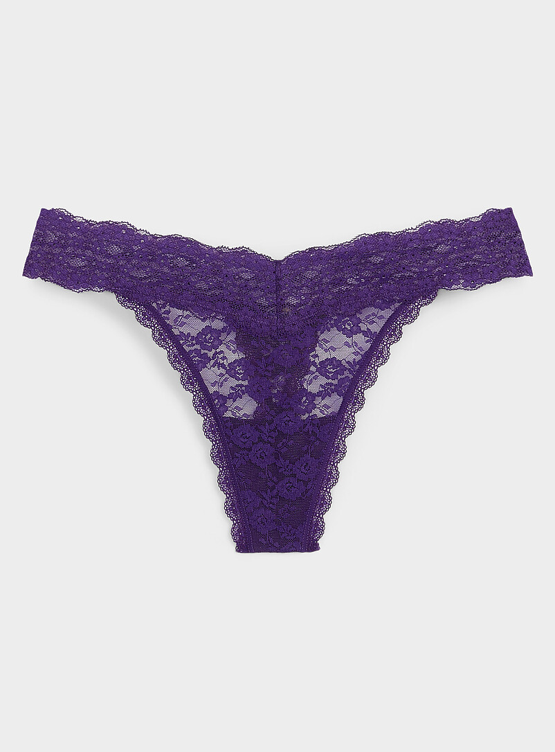 Culotte Dentelle Femme Ouverte - Avec Perles Transparentes Massage, Couleur Pure, Sans Entrejambe !