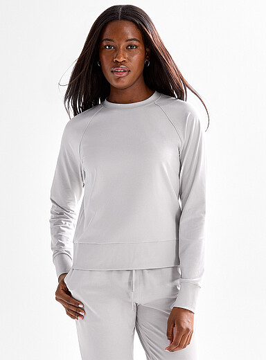 I.FIV5: Le sweat col rond jersey ultradoux Gris clair pour femme