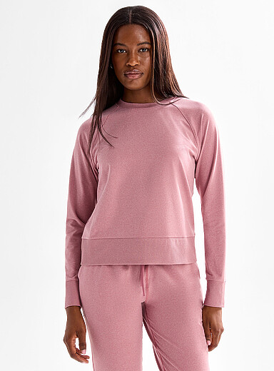 I.FIV5: Le sweat col rond jersey ultradoux Vieux rose pour femme