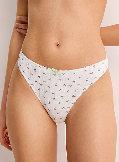 Pointelle knit thong Organic cotton