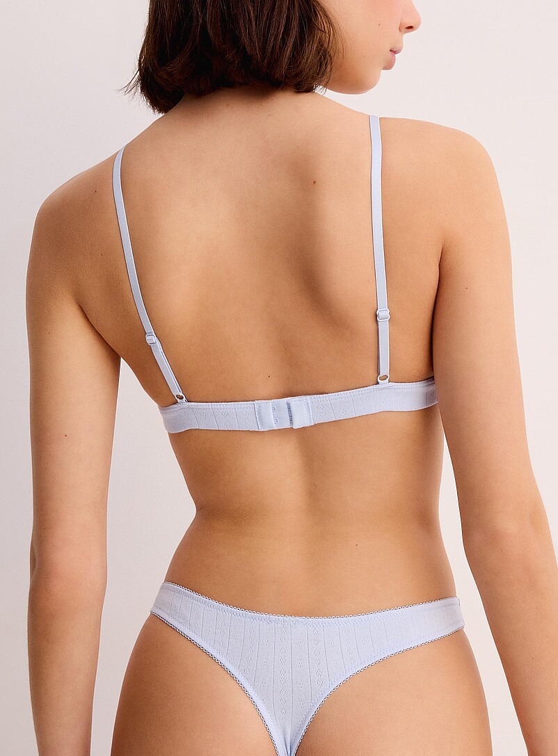 Miiyu Baby Blue Pointelle knit thong Organic cotton for women