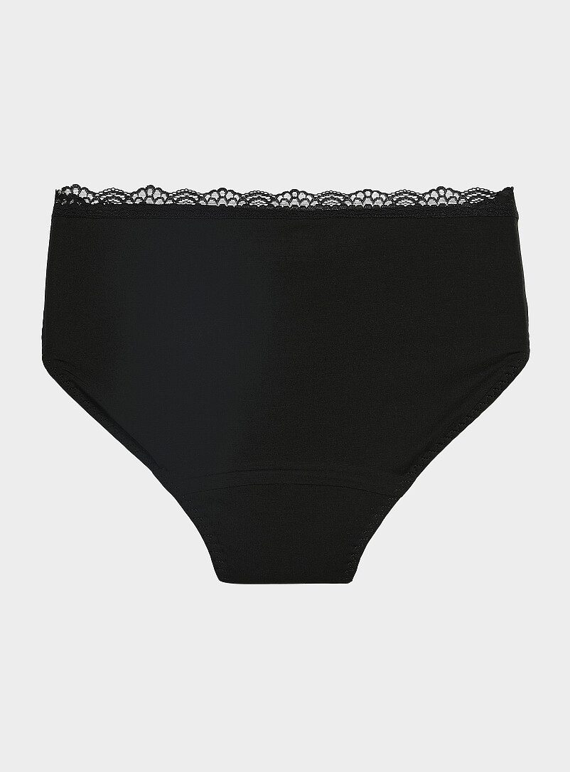 Miiyu: Les culottes menstruelles classique bord dentelle Absorption : &eacute;lev&eacute;e Emballage de 2 Noir pour femme