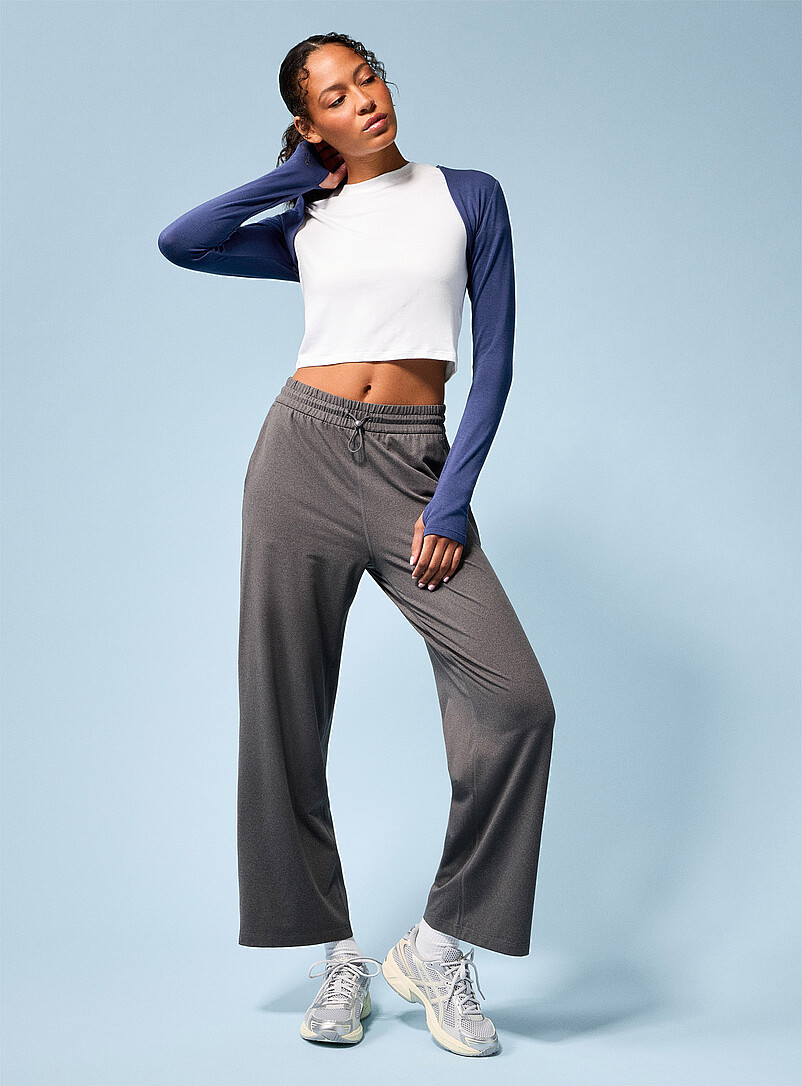 I.FIV5 Black Toggle-waist ultra-soft wide-leg pant for women