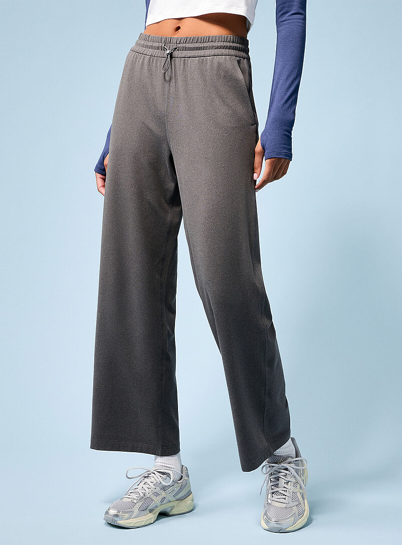 I.FIV5 Black Toggle-waist ultra-soft wide-leg pant for women