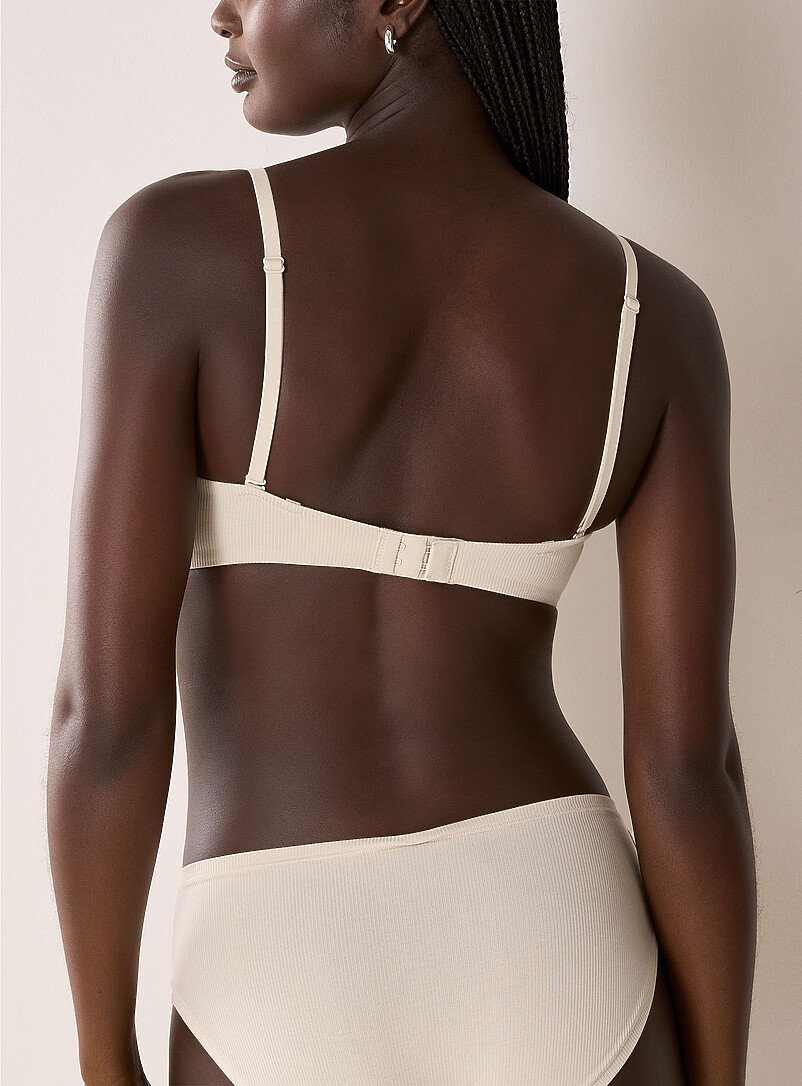 Miiyu Ivory/Cream Beige Vela ribbed wireless bra for women