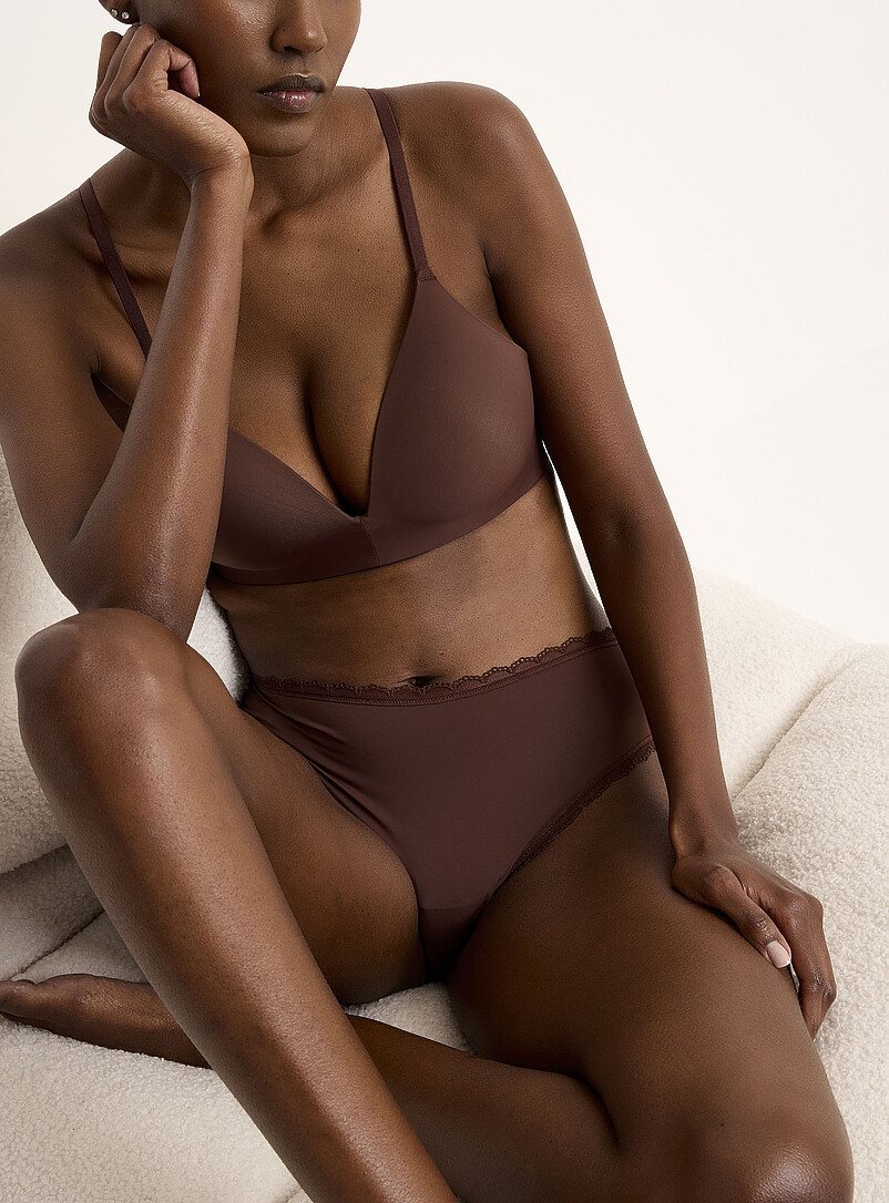 Miiyu: La classique microfibre bords dentelle Nylon recycl&eacute; Noir pour femme