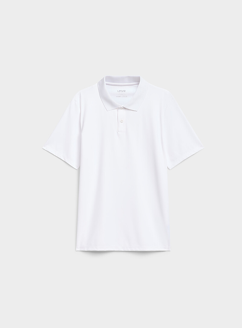 I.FIV5: Le polo de golf microfibre effet piqu&eacute; Blanc pour homme