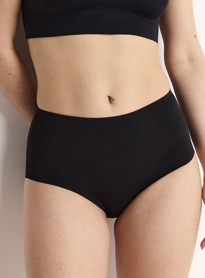 Miiyu Black Laser-cut stretch high-waist classic hipster Recycled nylon for women
