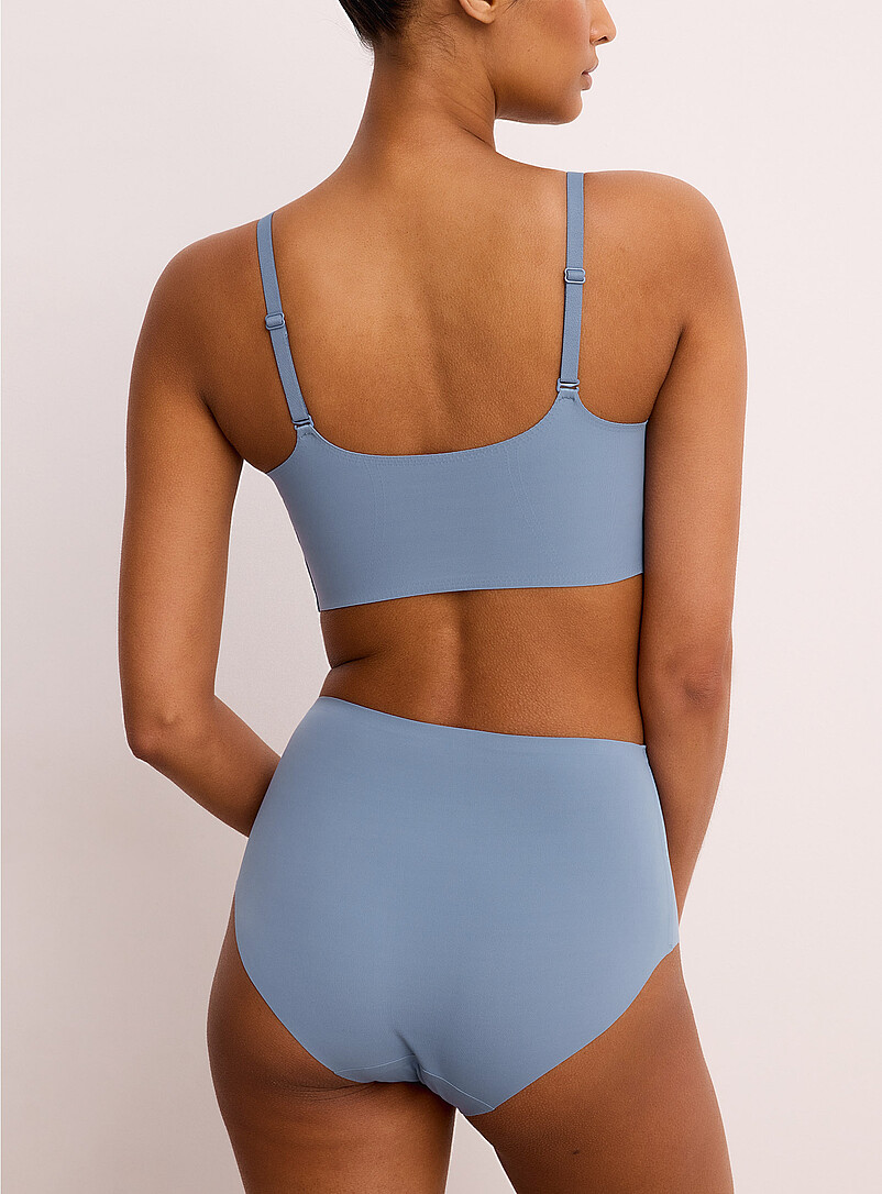Miiyu: Le bikini taille haute extensible coup&eacute; laser Nylon recycl&eacute; Bleu fonc&eacute; - Indigo pour femme