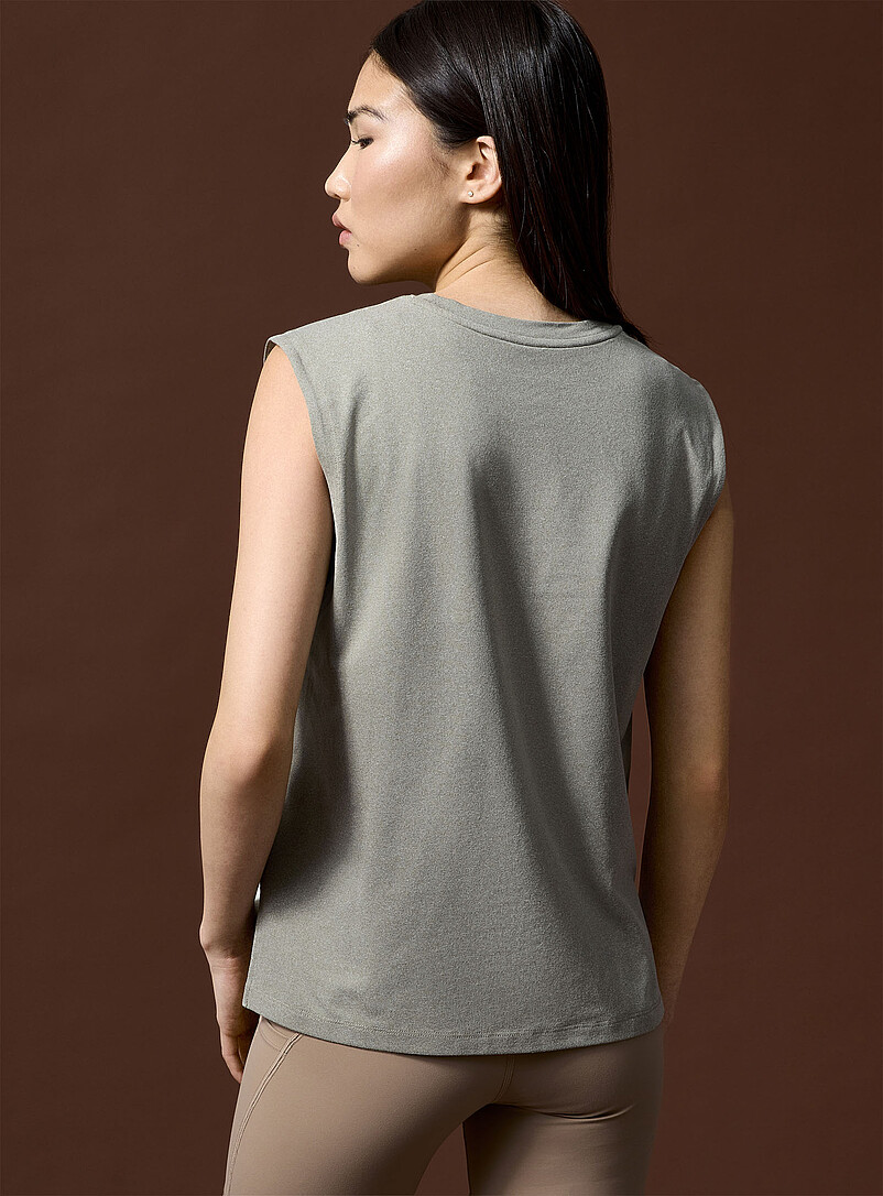 I.FIV5 Ivory/Cream Beige Ultra-soft sleeveless T-shirt for women