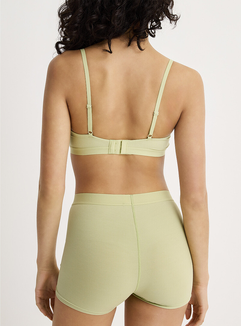 Miiyu Ivory/Cream Beige Mini-rib scoop-neck bralette for women